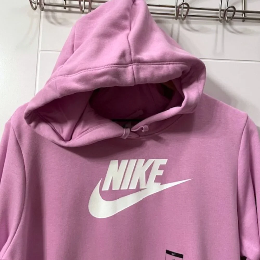 NWT Nike Sportswear Club Fleece Logo Pullover Hoodie Women's Medium Purple Pink - Picture 5 of 15